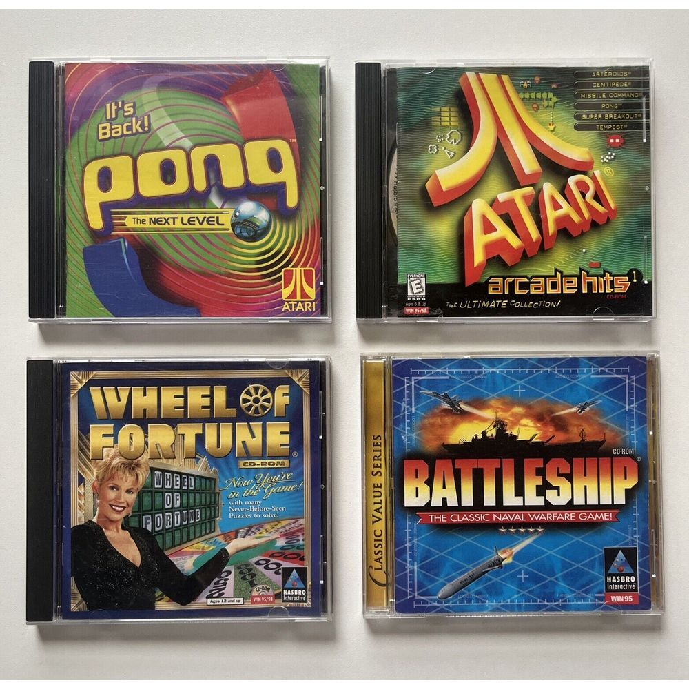 Battleship, Wheel Of Fortune, Atari (6 Games) & Pong Hasbro Interactive Games‎